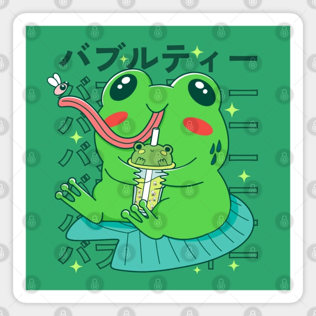 Kawaii Frog Anime Bubble Tea Magnet by Bruno Pires